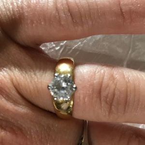 Gold colored cubic zircon ring